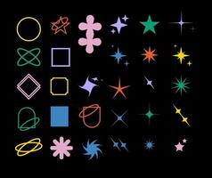 Brutalist shapes for swiss minimal style design. Trendy geometric postmodern primitive figures. Brutalist contemporary star line and forms. vector