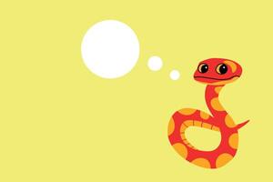Snake with a Thought Bubble on a Yellow Background vector