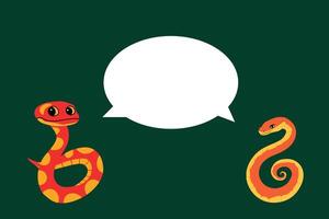 Two Snakes Communicating with a Speech Bubble vector