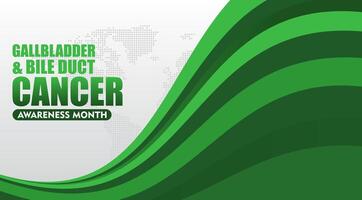 green background with waves and text for awareness of gallbladder and bile duck cancer vector