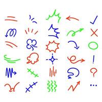 Hand drawn simple doodle elements colorful vector