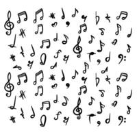 Music notes seamless pattern. Music note background with doodle style drawing vector