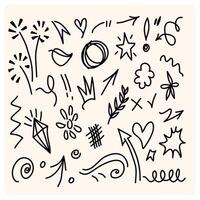 Hand drawn simple doodle elements with background cream vector