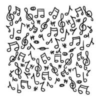 Music notes seamless pattern backdrop, Music note background with doodle style drawing vector