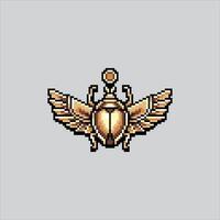 Pixel art illustration Egyptian Beetle. Pixelated Scarab Insect. Egyptian Beetle Insect Icon pixelated for the pixel art game and icon for website and game. old school retro. vector