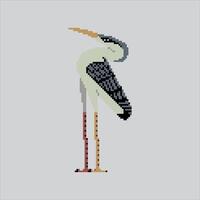 Pixel art illustration Egyptian Bennu. Pixelated Bennu Heron. Egyptian Bennu Heron Bird Icon pixelated for the pixel art game and icon for website and game. vector