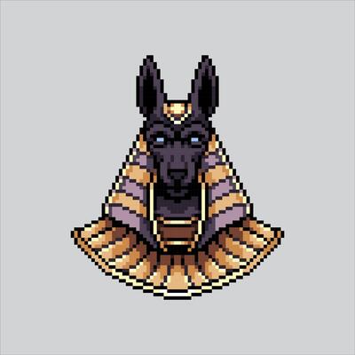 Pixel art illustration Anubis Egypt. Pixelated Anubis God. Anubis Egypt God Icon pixelated for the pixel art game and icon for website and game. old school retro.
