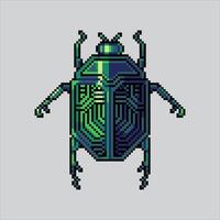 Pixel art illustration Egyptian Beetle. Pixelated Scarab Insect. Egyptian Beetle Insect Icon pixelated for the pixel art game and icon for website and game. vector