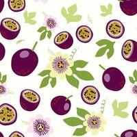 Modern abstract passion fruit flowers design with seamless Fruits pattern and unique textures, ideal for fabric, stationery, and home decor. vector
