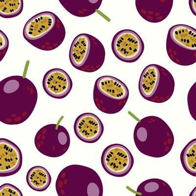 Modern abstract cute passionfruits design with seamless Fruits pattern and unique textures, ideal for fabric, stationery, and home decor.