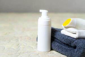 Skincare Products on Towels photo