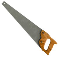 A large saw with a wooden handle on a transparent background png