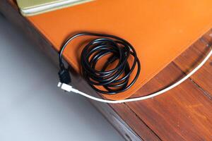 A laptop on a table photo