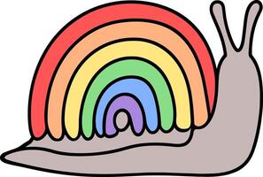 Adorable Snail with a Rainbow Shell Illustration vector