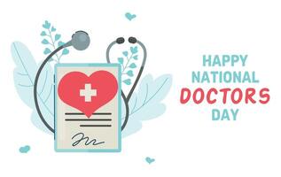 National Doctors Day banner card poster concept illustration vector
