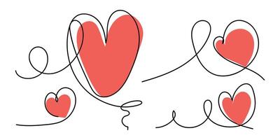 Set Collection of Continuous One Line Hearts icon logotype isolated illustration vector