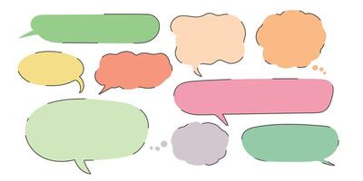 Set collection of pastel dialogue boxes bubbles different variants hand drawn doodle vector