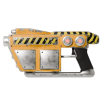 A yellow and black gun with a black and white stripe png
