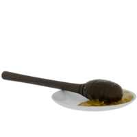 3d render honey dipper plate with transparent background png