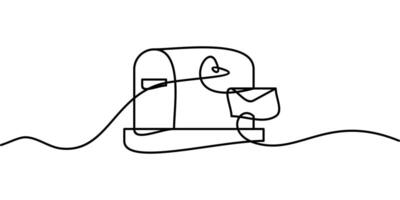 continuous line drawing of mailbox symbol. abstract line art illustration vector