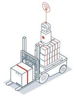 3d Isometric AGV robot Automated Guided Vehicle. vector