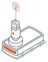 3d Isometric AGV robot Automated Guided Vehicle, a driverless robot that moves materials around a facility. vector