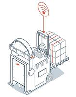 3d Isometric AGV robot Automated Guided Vehicle, a driverless robot that moves materials around a facility vector