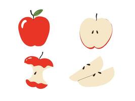 Hand drawn style, bitten apple, apple fruit core vector