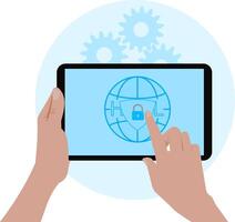 illustration of internet protection activation, for safe browsing. vector