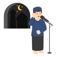 Man Doing Adzan Or Call To Pray vector