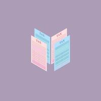 an isometric design work of illustration of tax form vector