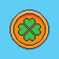 Pixel art St Patrick Day Lucky Coin game asset design vector