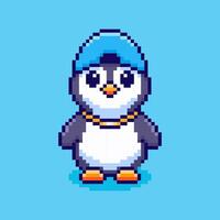 Pixel art Penguin Rap game asset design vector