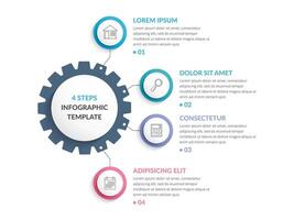 Infographic template with gear and four elements vector