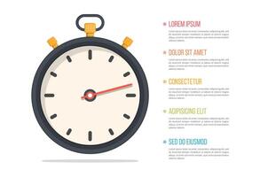 Stopwatch and five elements with text vector