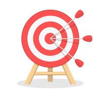Red target with three arrows, flat style vector