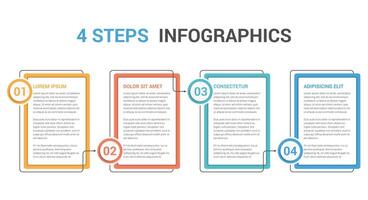 Infographic template with 4 connected vertical frames vector