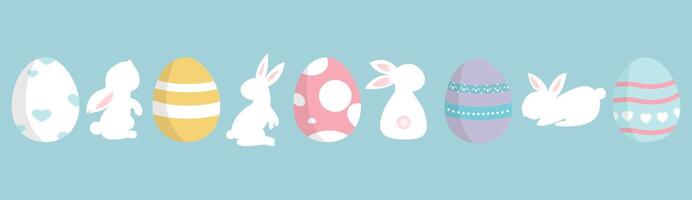 Easter pattern with Easter egg and bunny drawings. vector