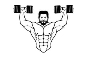 Strong Man with Dumbbells vector
