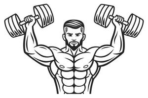Fitness Enthusiast Training with Dumbbells vector