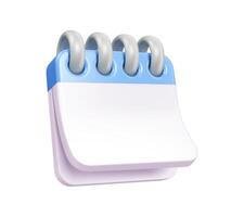 3D render event planner calendar reminder icon vector