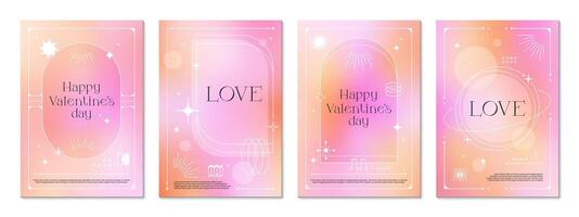 Pink color y2k gradient background boho posters vector