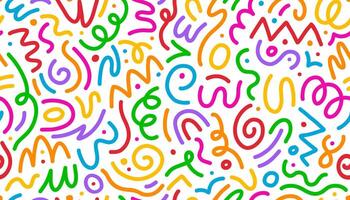 Kid color line squiggle shape seamless pattern vector