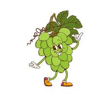 Cartoon groovy grapes berry comical character vector