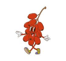 Cartoon groovy barberry berry foolish character vector