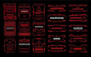 Red warning danger attention HUD interface frames vector