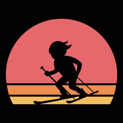skiing clipart design with retro art