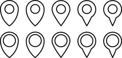 Outline map pointer icon collection GPS location symbol vector