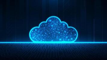 Technology perspective line circuit cloud storage concept futuristic digital abstract blue light background vector