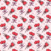 Retro Valentine Seamless Pattern Heart Lollipops with Bow with check pattern isolated on Background vector